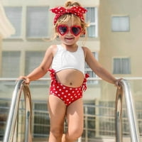 Бикини летни бански костюми бански костюм деца печат бебе две точки момичета момичета бански костюми червено 100
