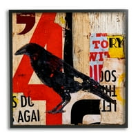 Ступел индустрии стенен уличен стил черна птица пластове абстрактни думи Живопис черна рамка изкуство печат стена изкуство, дизайн от Ерин Ашли