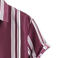 fvwitlyh блузи за мъжки раирани ризи Небрежни къси ръкави с копче надолу ризи