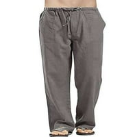 Мъжки плюс размер бельо панталони ежедневни ластик шнур с джобове Плътен цвят Йога Плаж панталони