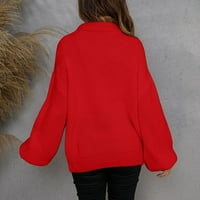 Дамски пуловери модерни годни блузи пуловер ежедневни пуловери за тийнейджърки червени xl