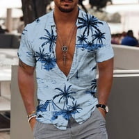 Зимни бохемски плажни ризи за мъже плюс размер ревера печат блуза ежедневни класически приспособления за къси ръкави върхове