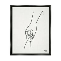 Ступел индустрии Родител и дете държащи ръце семейна линия драскалка графично изкуство струя черно плаваща рамка платно печат стена изкуство, дизайн от Джес Баскин