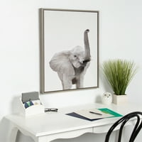Кейт и Лоръл Силви слон с повдигнат ствол Портрет на животински печат Портрет в рамка Canvas Art Art от Ейми Питърсън, сиво