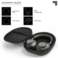 По-Sharper Image® Soundhaven® Wireless Over-ухо Bluetooth слушалки, отмяна на шум, черно