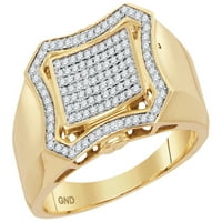 10kt жълто злато мъжки кръг диамант извит осмоъгълник клъстер пръстен cttw