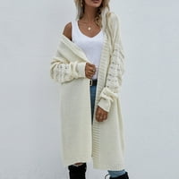 Кардигани Hueook за жени плюс размер нов плътно цвят дълъг ръкав ежедневен плетен пуловер кокетен топъл с пуловер с джоб блуза