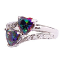 Botrong пръстени за жени жени Famale Fashion Lover Jewelry Cut Cut Rainbow & White Gemstone Ring на клирънс
