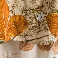 Б91хз мъжки ризи мъжки пролетни Флорални печатни Топ ризи щанд яка единична Мода елегантна блуза С къс ръкав Мъжки Ризи Кафе, Размер ххл