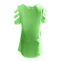 Дамски Ризи Дамски ежедневни модни твърди цип в-врата къс ръкав Резервоар топ тениска блуза зелен л