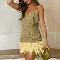 Bazyrey Women's Solid Summer рокли без ръкави за безличие вечерна рокля рокли злато s