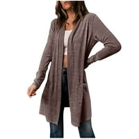 Borniu Cardigan за жени модни солидни разхлабени жилетка с дълъг ръкав блуза Кардиган Кардиган пуловери за жени разрешение