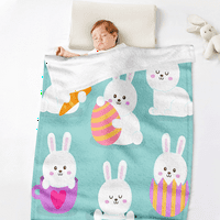 Великденски одеяло за зайче за диван офис супер мек фланел хвърля одеяло великденски декор одеяло за деца и възрастни