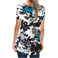 Gathrrgyp женски върхове, летен разрешение Женска модна отпечатана разхлабена тениска с къси ръкави блуза кръгла шия ежедневни върхове