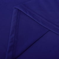Плюс размер разстояние рамото върхове за жени къс ръкав Случайни в врата плътен цвят основни тениски Модерен Лято Флоу туники хлабав нередовен подгъва блуза синьо л