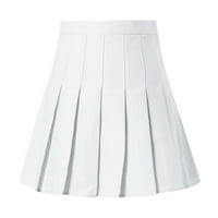 Дамска пола с висока талия ретро y2k твърд цвят плисирана пола момичета секси тънки парти мини пола