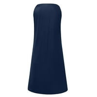 Дамски летни рокли за жени а-линия рокля Ваканция Бохо средна дължина кръгло деколте полка точка синьо с