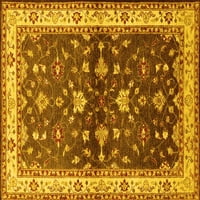 Ahgly Company Indoor Square Oriental Yellow Industrial Area Rugs, 8 'квадрат