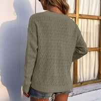 Женски случаен моден мод с дълги ръкави плетене с масивен цветен пуловер, сив