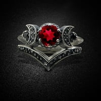 Lroplie пръстени за жени момичета луна червено аметист луна бижутерия пръстен подаръци