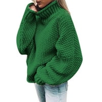 Пуловер върхове merokeety жени от жените от рамото пуловер Небрежно плетено твърд пуловер с дълъг ръкав xxxl зелено