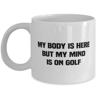 Голф чаша-голф чаша за кафе-умът ми е на голф-голф чаша за кафе бяло 11оз