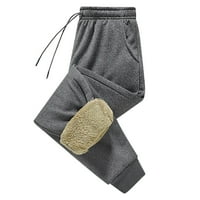Панталони за лабакиха за жени Мъжки топлинни джобове сгъстени облицовани ежедневни спортни панталони Панталони сиво