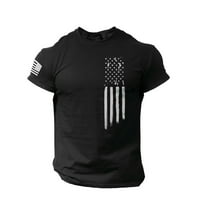 Мъжки Ризи Ежедневни Стилни Печатни Тениска Американски Флаг Затруднени О Врата Къси Ръкави Блуза