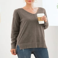 Uvplove v пуловери за врата за жени падат леко плетен пуловер пуловер блуза