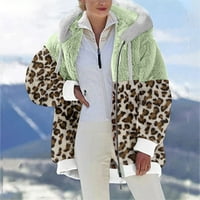 Дамски зимни палто Мода Пачуърк Дебели руно яке ежедневни Плюшена качулка цип нагоре Връхни дрехи върхове с джоб