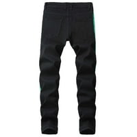 Мъжки панталони на Uorcsa дънки дънки модна личност деним панталони с пълна дължина печат тренировки за разхлабени мъжки панталони зелени размери xxl