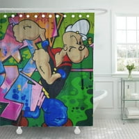 Красива цветна графити улица карикатура спрей декор за баня баня за душ завеса