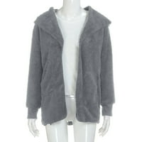 Загрейте гардероба си Himiway Winter Fashion Trends Жените зимно топло палто яке за изходни дамски жилетка палто двустранно кадифено палто с качулка сиво m