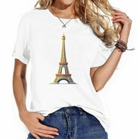Aiffel Towerin Модна женска графична тениска с къси ръкави - летни върхове за жени Париж любовник подаръци
