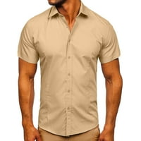Лабаких риза за мъже мъже Пролет Лято ежедневни ризи с къс ръкав плаж мода Топ Блуза ризи Каки М