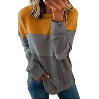Дамски Суичъри Екипажа врата цвят блок Топ лек случайни пуловер суитчър Дълъг ръкав плюс размер блуза риза