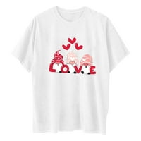 Ризи с дълъг ръкав за жени, дамски дълъг ръкав, женски ден на Свети Валентин отпечатано любовно отпечатък рамо от тениска с къс ръкав fragarn