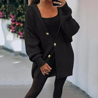Riforla Women Open Front Sweater плетено палто зимен жилетки с дълъг ръкав за жени черни m