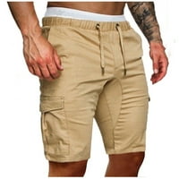 Cllios Мъжки товарни къси панталони солидна еластична талия средна талия разхлабени джобове джобове на открито спортни спортни джогинг шорти панталони панталони
