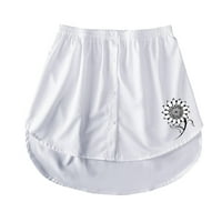 Xinqinghao Flowy Skirt Женски мини долен по риза долна пола удължаване на ризата с бутони риза удължаване на слой отгоре долни летни поли бели XL