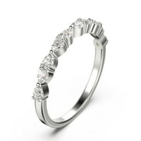 0,60ct сватбена лента 10k бяло злато диамантен моасанитен пръстен
