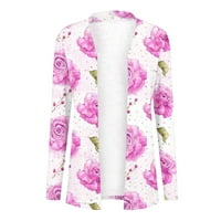 Блузи за жени рокля ежедневни бутон Дълъг ръкав жилетка коктейл & парти флорални лек лятна жилетка горещо розово ШЛ