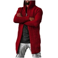 Entyinea Mens ежедневни жилетки плетат бутон с дълъг ръкав дебел отворен преден пуловер xxl червено