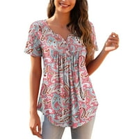 Ociviesr дамски плюс размер туника върхове с къс ръкав ежедневни флорални ризи 4xl тениска върхове с дълъг ръкав извънгабаритни ризи за жени