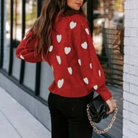 Пуловери на Voncos за жени- пуловер с дълъг ръкав кръгла шия разхлабена небрежна при клирънс дамски пуловери върхове червен размер m
