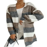 Дамско палто от бомтуо с дълъг ръкав отворен отворен преден жилищен пуловер шал шия сако зимно топло черно бяло L