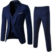 Yubnlvae палта за мъже Мъжки костюм тънък костюм от 3 части Business Wedding Party Jacket & Pants Якета за мъже черни