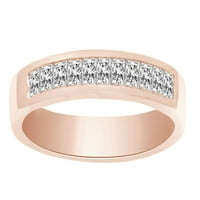Канал Set Princess Cut White Natural Diamond Womens Band Ring в 14K розово злато с размер на пръстена 9.5