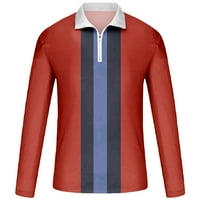Мъжки поло ризи графични тийнейджъри мъже ежедневни 3D печат завой пуловер цип дълъг ръкав блуза червено
