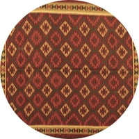 Ahgly Company Indoor Round Oriental Brown Traditional Area Rugs, 4 'Round